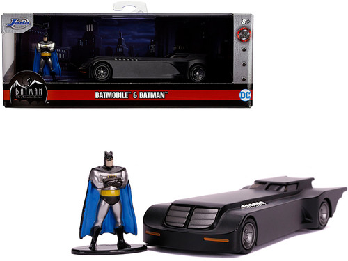 Chrome Batmobile with Batman Diecast Figurine Animated Series DC Comics  2019 San Diego Comic Con Exclusive Limited Edition 1/24 Diecast Model Car  by Jada 