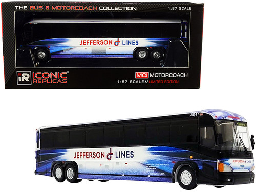 MCI D4505 Motorcoach Bus "Jefferson Lines" Blue and White "The Bus & Motorcoach Collection" 1/87 (HO) Diecast Model by Iconic Replicas