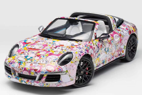 1/18 Schuco Porsche 911 Targa Kaikai Kiki Takashi Murakami Cartoon Edition Diecast Car Model