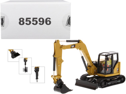 CAT Caterpillar 308 CR Next Generation Mini Hydraulic Excavator with Work Tools and Operator "High Line" Series 1/50 Diecast Model by Diecast Masters