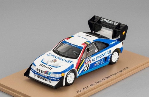 1/43 Peugeot 405 Turbo 16 n.3 2nd Pikes Peak 1988 J. Kankkunen model car by Spark