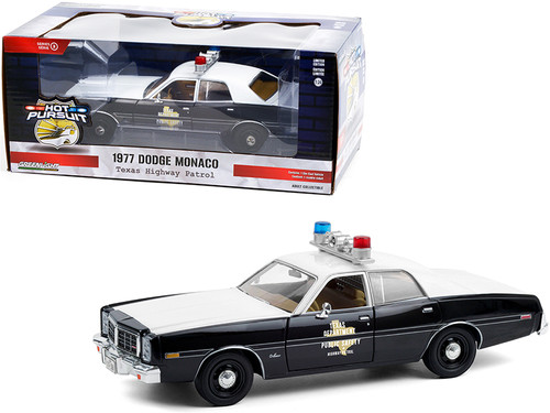 1977 Dodge Monaco "Texas Highway Patrol" Police Car Black and White "Hot Pursuit" Series 1/24 Diecast Model Car by Greenlight