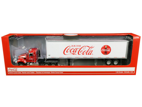 Truck Tractor with 53' Trailer "Drink Coca-Cola" Red and White 1/50 Diecast Model by Motorcity Classics