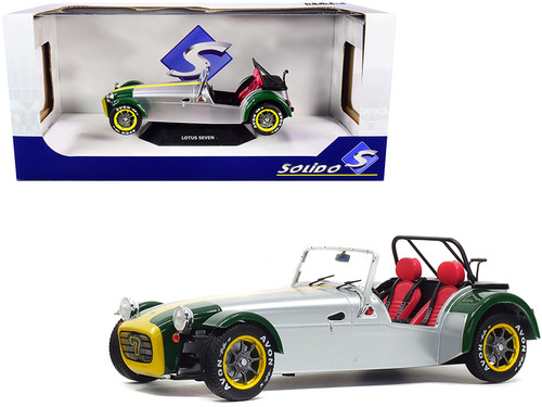 1989 Lotus Seven Silver and Green 1/18 Diecast Model Car by Solido