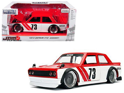 1973 Datsun 510 Widebody #73 Red "JDM Tuners" 1/24 Diecast Model Car by Jada