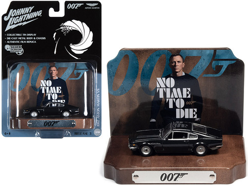 1987 Aston Martin Vantage V8 Cumberland Gray with Collectible Tin Display "007" (James Bond) "No Time to Die" (2021) Movie (25th in the James Bond Series) 1/64 Diecast Model Car by Johnny Lightning