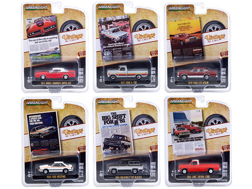 "Vintage Ad Cars" Set of 6 pieces Series 4 1/64 Diecast Model Cars by Greenlight