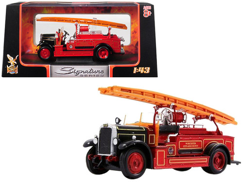 1934 Leyland FK-1 Fire Engine Red and Black 1/43 Diecast Model by Road Signature