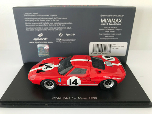 1/43 Ford GT40 n.14 Le Mans 1966 P. Sutcliffe - D. Spoerry model car by Spark