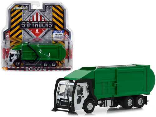 2019 Mack LR Refuse Garbage Truck White and Green "S.D. Trucks" Series 6 1/64 Diecast Model by Greenlight