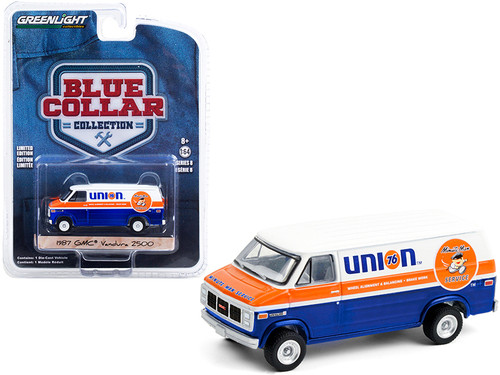 1987 GMC Vandura 2500 Van "Union 76 Minute Man Service" Blue and White with Orange Stripe "Blue Collar Collection" Series 8 1/64 Diecast Model Car by Greenlight