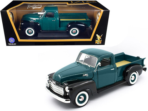 1950 GMC Pickup Truck Dark Green and Black 1/18 Diecast Model Car by Road Signature