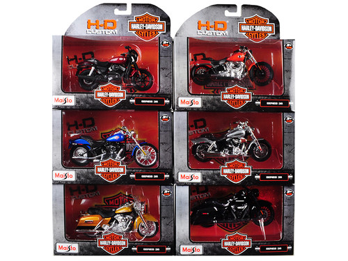 Harley Davidson Motorcycles 6 piece Set Series 36 1/18 Diecast Models by Maisto