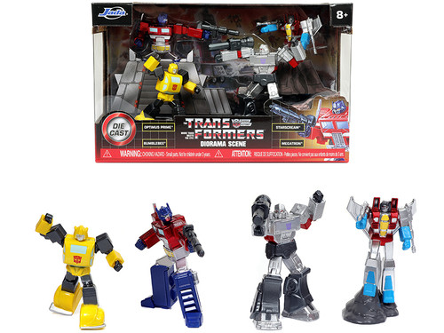 "The Transformers" Diorama Scene Set of 4 Diecast Figurines "Nano Hollywood Rides" Diecast Models by Jada