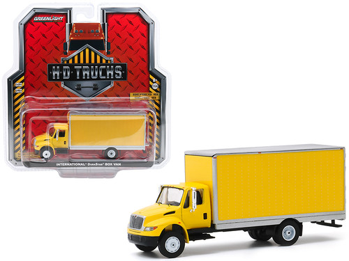 International Durastar Box Van Yellow with Silver Trim "H.D. Trucks" Series 18 1/64 Diecast Model by Greenlight