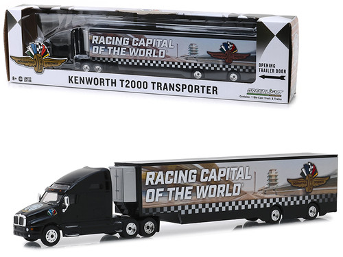 Kenworth T2000 Transporter "Indianapolis Motor Speedway Wheel & Wings & Flag" "Hobby Exclusive" 1/64 Diecast Model by Greenlight