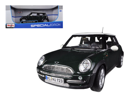 Mini Cooper With Sunroof Green 1/18 Diecast Model Car by Maisto