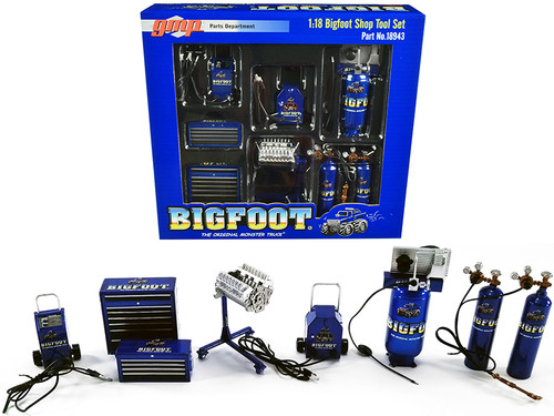 Garage Shop Tool Set of 7 pieces "Bigfoot #1 The Original Monster Truck" 1/18 Diecast Replica by GMP