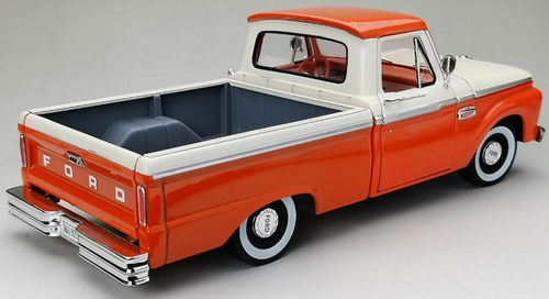 1/18 Sunstar 1965 Ford F-100 F100 Pickup (Orange & White) Diecast Car Model