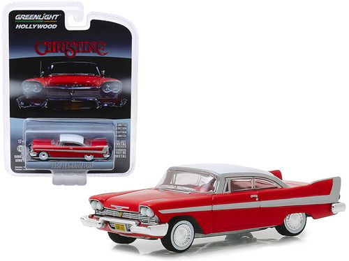 1/64 Greenlight 1958 Plymouth Fury (Red with White Top) "Christine" (1983) Movie Diecast Car Model