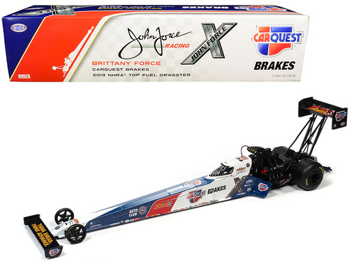 2019 NHRA Funny Car TFD (Top Fuel Dragster) Brittany Force "Carquest Brakes" John Force Racing 1/24 Diecast Model Car by Autoworld