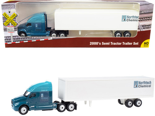 2000's Semi Tractor Trailer Truck Dark Blue and White "Northtech Chemical" "TraxSide Collection" 1/87 (HO) Scale Diecast Model by Classic Metal Works