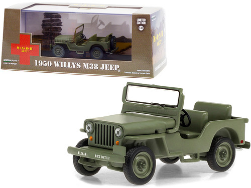 1950 Willys M38 Jeep Army Green "MASH" (1972-1983) TV Series 1/43 Diecast Model Car by Greenlight