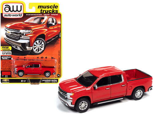 2019 Chevrolet Silverado LTZ Z71 Pickup Truck Red Hot "Muscle Trucks" Limited Edition to 10720 pieces Worldwide 1/64 Diecast Model Car by Autoworld