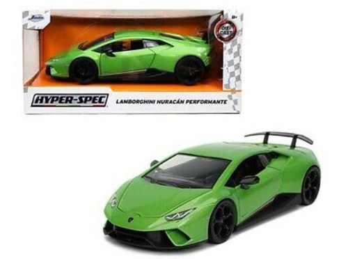 Lamborghini Huracan Perfomante Green Metallic with Stripes "Hyper-Spec" Series 1/24 Diecast Model Car by Jada