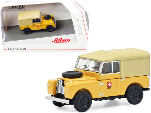 Land Rover 88 "PTT" Yellow with Tan Top 1/87 (HO) Diecast Model Car by Schuco