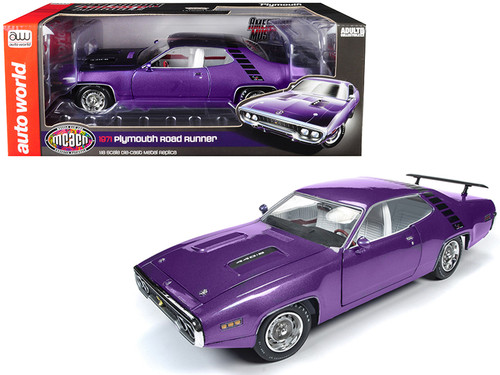 1971 Plymouth Road Runner 440+6 Hardtop In Violet "Looney Tunes" "Muscle Car & Corvette Nationals" (MCACN) Limited Edition to 1002 pieces Worldwide 1/18 Diecast Model Car by Autoworld