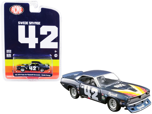 1970 Plymouth Barracuda Trans Am #42 Swede Savage "ACME Exclusive" 1/64 Diecast Model Car by Greenlight for ACME