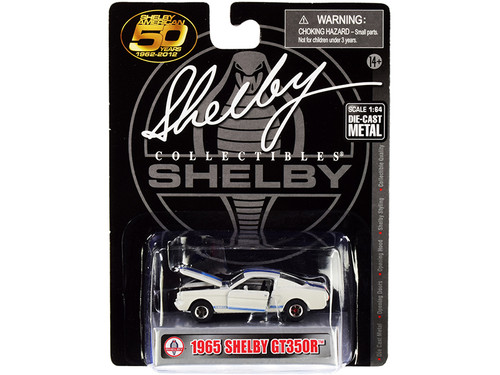1965 Ford Mustang Shelby GT350R White with Blue Stripes "Shelby American 50 Years" (1962-2012) 1/64 Diecast Model Car by Shelby Collectibles