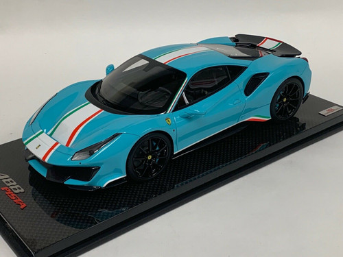 1/18 MR Collection Ferrari 488 Pista (Baby Blue with Italian Flag