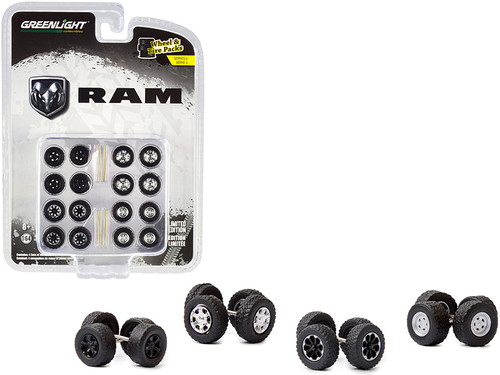 "RAM Trucks" Wheels and Tires Multipack Set of 24 pieces "Wheel & Tire Packs" Series 4 1/64 by Greenlight