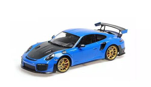 1/18 Minichamps 2018 Porsche 911 GT2 RS (991.2) (Blue with Carbon Hood and Golden Wheels) Car Model Limited Edition to 300 Pieces