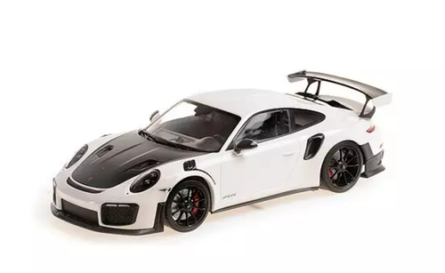1/18 Minichamps 2018 Porsche 911 GT2RS (991.2) (White with Carbon Hood and Black Wheels) Car Model Limited Edition to 300 Pieces