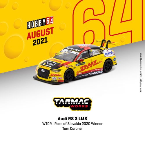 1/64 Audi RS 3 LMS WTCR Race of Slovakia 2020 Winner T64-013-20WTCR31 Diecast Car Model (Tarmac Works)