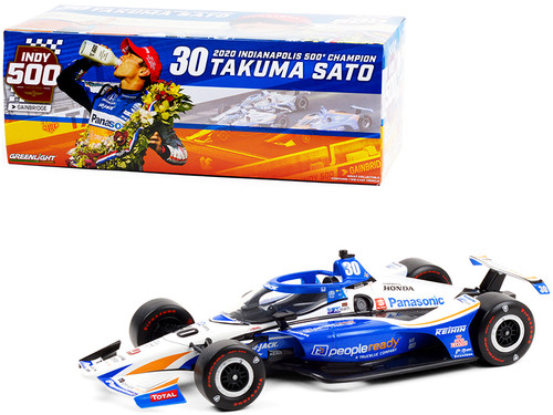 Dallara IndyCar #30 Takuma Sato "PeopleReady" Rahal Letterman Lanigan Racing Indianapolis 500 Champion (2020) "NTT IndyCar Series" 1/18 Diecast Model Car by Greenlight Dallara IndyCar #30 Takuma Sato "PeopleReady" Rahal Letterman Lanigan Racing Indianapolis 500 Champion (2020) "NTT IndyCar Series" 1/18 Diecast Model Car by Greenlight