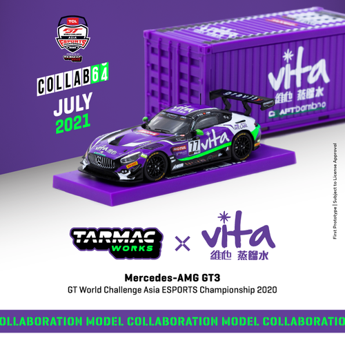 1/64  Mercedes-AMG GT3 GT With Container Official Collaboration (Tarmac Works) Diecast Car Model