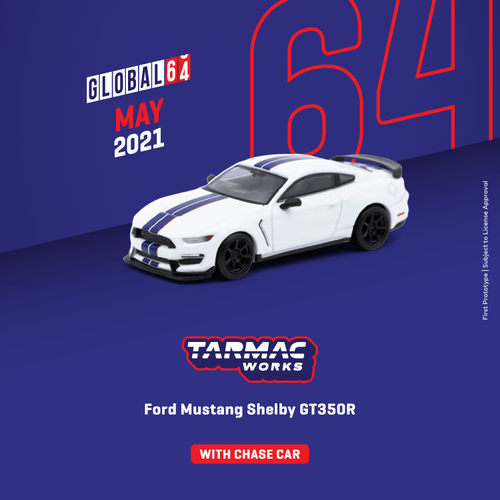 1/64  Ford Mustang Shelby GT350R White Metallic (Tarmac Works)