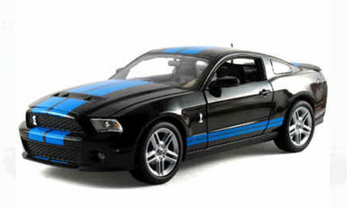 1/18 Shelby Collectibles 2010 Ford Shelby GT500 (Black with Blue Stripes) Diecast Car Model