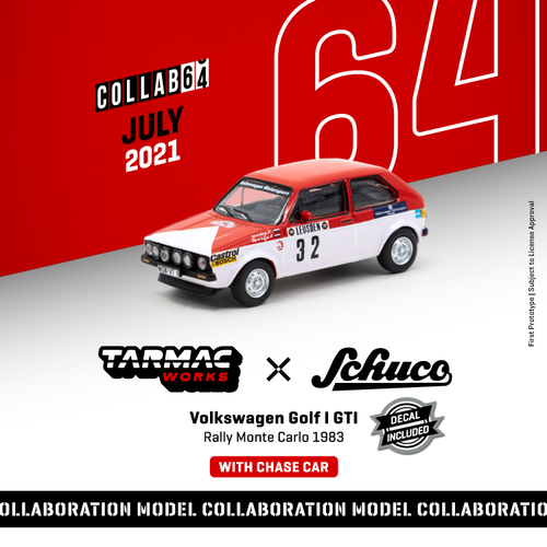 Volkswagen Golf GTi #32 Rally Monte Carlo (1983) "Collaboration Model" 1/64 Diecast Model Car by Schuco & Tarmac Works