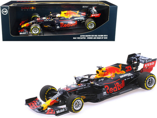 1/18 Minichamps 2020 Formula 1 Max Verstappen Red Bull RB16 #33 Winner Abu Dhabi GP Car Model