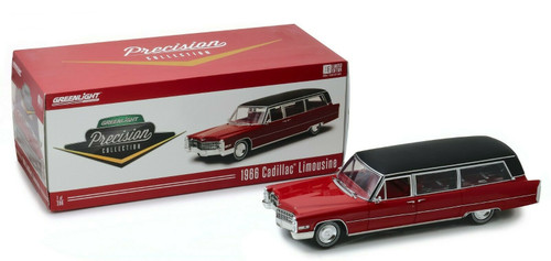 1/18 1966 Cadillac S&S Limousine - Red with Black Vinyl Roof