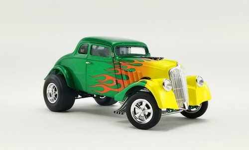 1/18 ACME 1933 Rat Fink Green Flamed Hot Rod Gasser Diecast Car Model