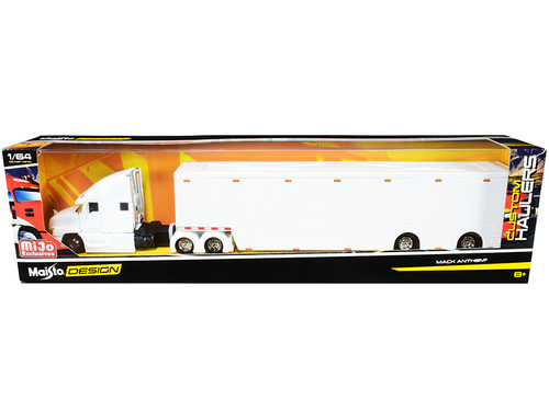 Mack Anthem Enclosed Transporter White "Custom Haulers" Series 1/64 Diecast Model by Maisto