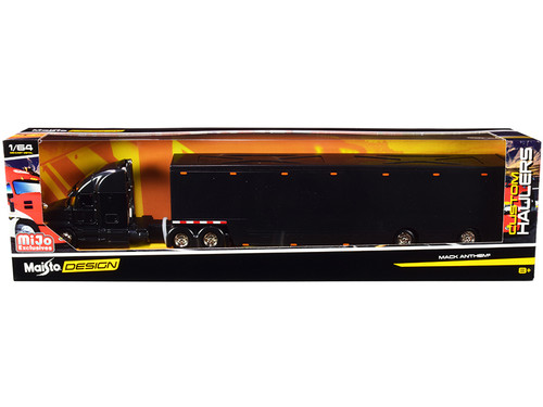 Mack Anthem Enclosed Transporter Black "Custom Haulers" Series 1/64 Diecast Model by Maisto
