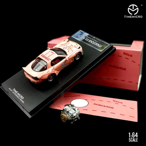 1/64 TM TimeMicro Mazda RX-7 RX7 (Pink Pig) with Engine Car Model