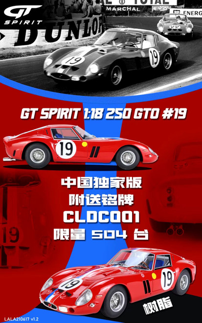 1/18 GT Spirit Ferrari 250 GTO 250GTO #19 (Red) Resin Car Model